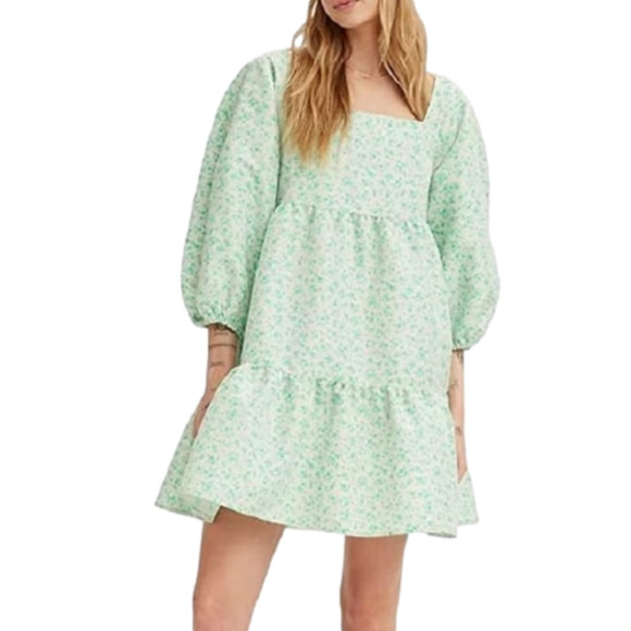 Levi's Women's Dolci Baby Doll Dress Green and White Floral‎ Plus Size XXL NEW!! - Picture 2 of 11